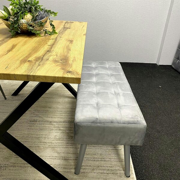 Kosy Koala Modern Dining Table Set with 2 Grey Velvet Chairs And Grey Velvet Bench Dining Room Furniture