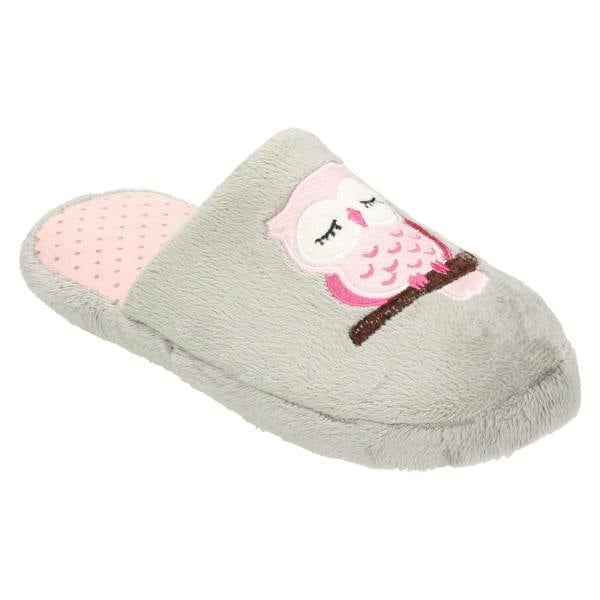 Spot On Ladies Spot On Owl Print Mule Slipper