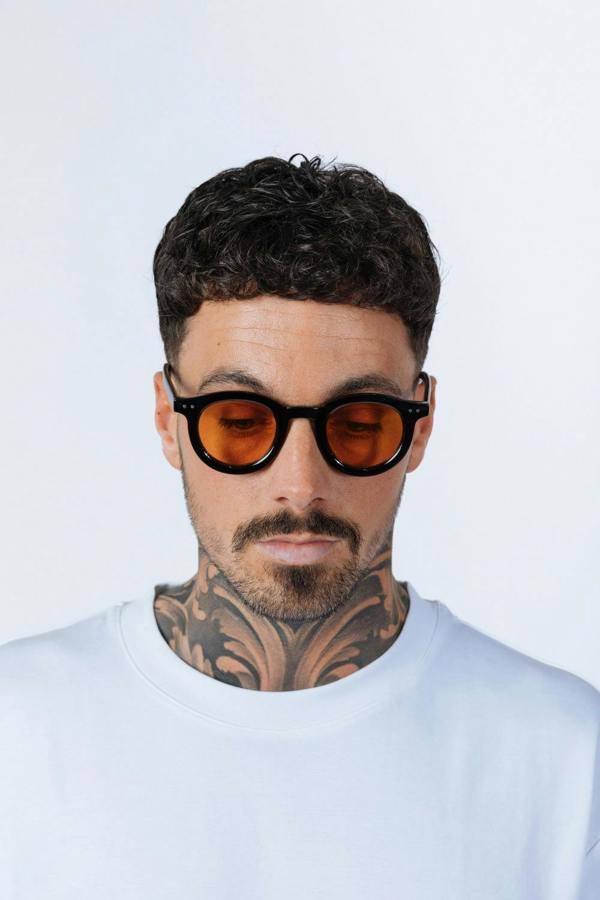 Bold Rounded Sunglasses in Black Orange - svnx