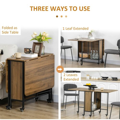 Wyld Haus Suzito Wooden Brown And Black Drop Leaf Dining Table Seating 6
