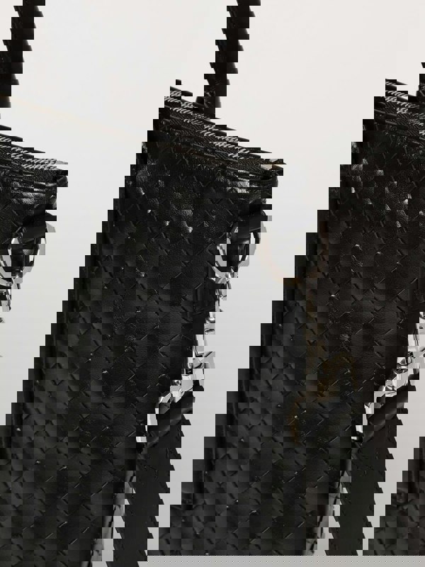 Shoulder Bag with Intrecciato Detail and Adjustable Strap