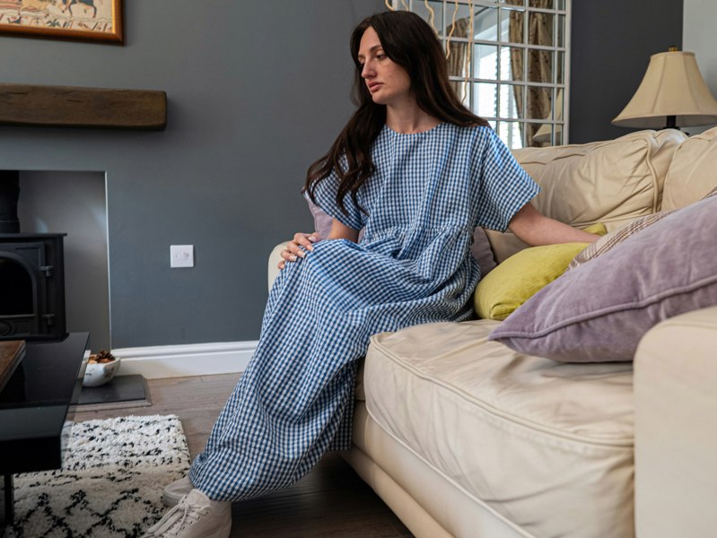 Antonia York Check Dress | Martina Short Sleeve Cotton Gingham Seersucker Oversized Dress - Blue