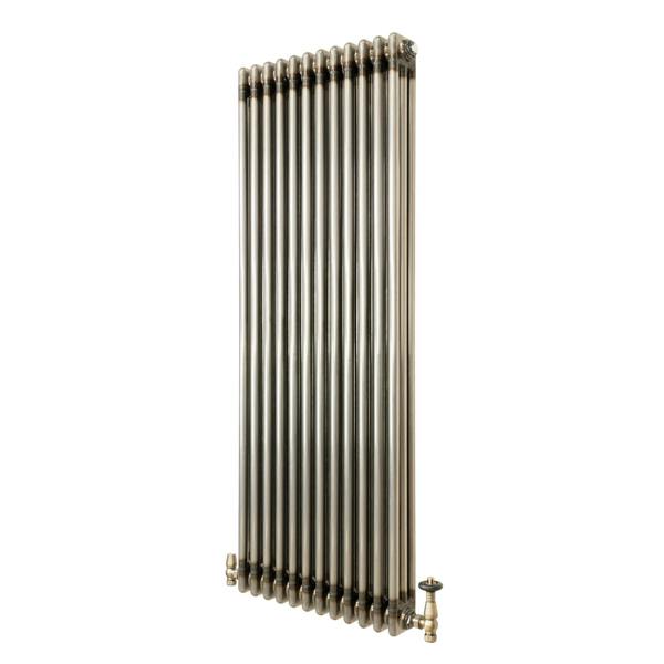 Traditional 3 Column Radiator & Valves – 1500mm x 560mm - Raw Metal