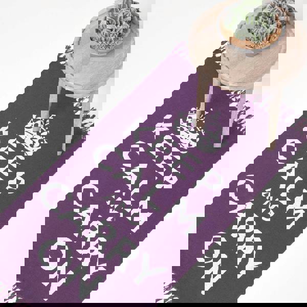 HOMESCAPES Keep Calm And Carry On Handwoven 100% Cotton Rug - 60 x 100 cm