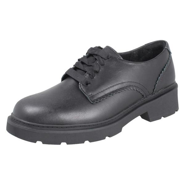 Clarks Girls Clarks Scalloped Edge Chunky Sole School Shoes Eris Pure