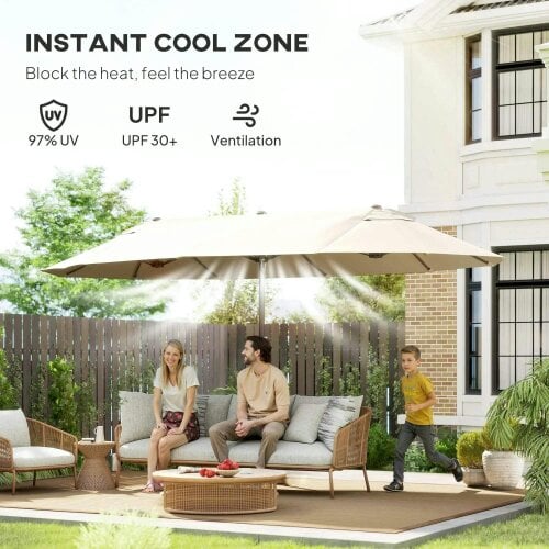 Bobobiy 4.6m Double Garden Parasol - Beige