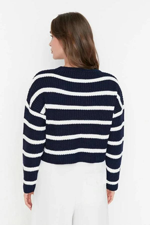 Hoxton Gal Cropped Basic Striped Oversized Knit Sweater