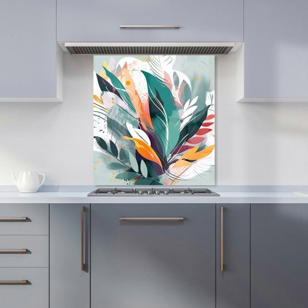 Warren Reed - Designer Coloured Abstrace Feather Leaves Kitchen Splashback