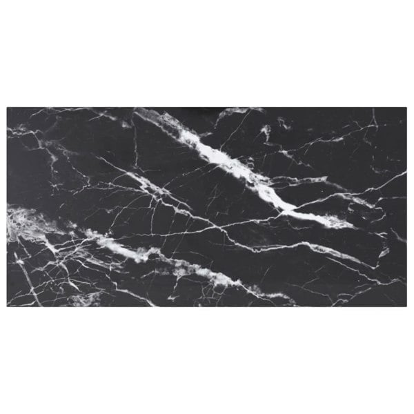 Berkfield Table Top Black 100x50 cm 6mm Tempered Glass with Marble Design