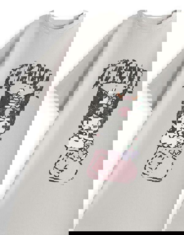 Hello Kitty & Friends Girls Grey Kuromi Stocking Short Sleeved T-Shirt