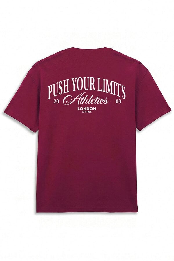 London Attitude Push Your Limits Oversized Heavyweight T-Shirt in White Print