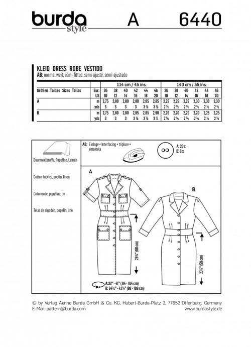 Burda Sewing Pattern 6440 Dresses For Women, 10 to 20 - Easy