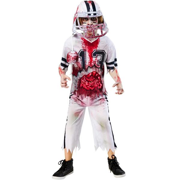 Bristol Novelty Boys Zombie Football Player Costume Set - White/Red - 