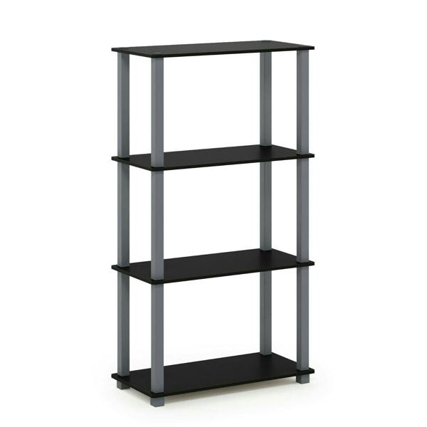 WALPLUS Turn-S-Tube 4-Tier Multipurpose Shelf Display Rack with Square Tube, Black/Grey perfect for organized storage and display