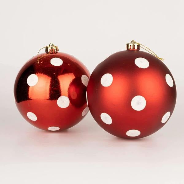 Shatterproof Red and White Polka Dot Christmas Baubles 5cm Pack Sizes 12 or 24 for Tree Decorations image 1