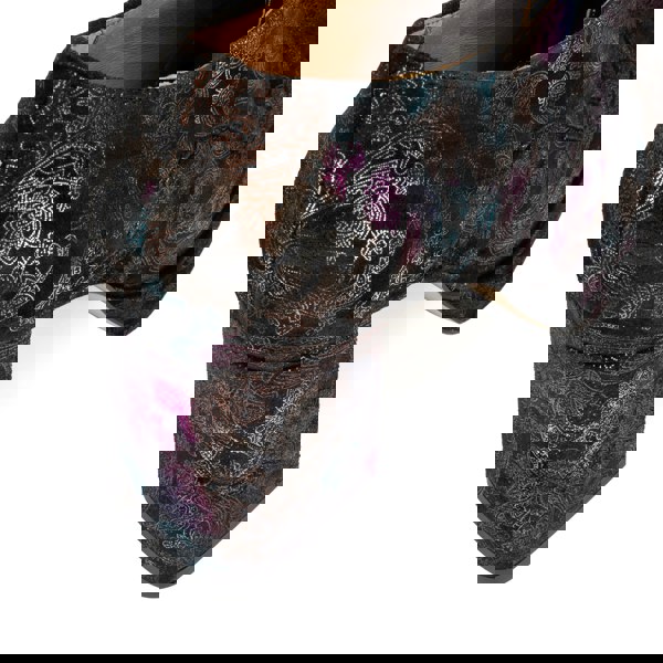 Embassy London Roulette Platform - Black Foil - Women's leather oxford pump with platform and block heel