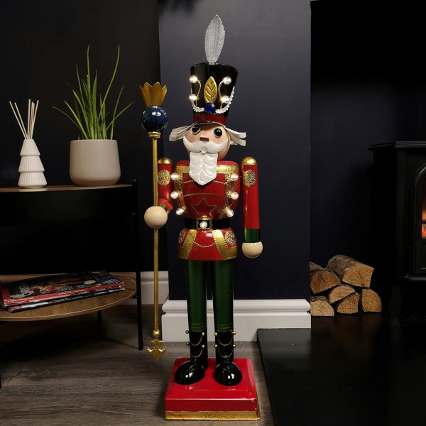 Samuel Alexander 80cm Light Up Nutcracker Soldier LED Christmas Wooden Ornament Home Decoration