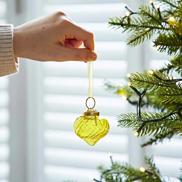 Paper High Set of 4 Keya Coloured Recycled Glass Raindrop Baubles