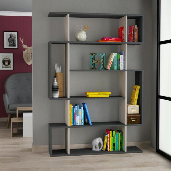 Decortie Mito Modern Freestanding & Wall Mounted Bookcase Sonoma 5-Tier Display Unit Tall for Home & Office 161cm