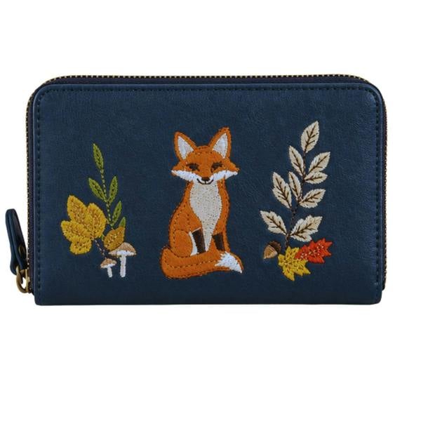 Fores Collection Fox Embroidered Woodland Zip Around Purse