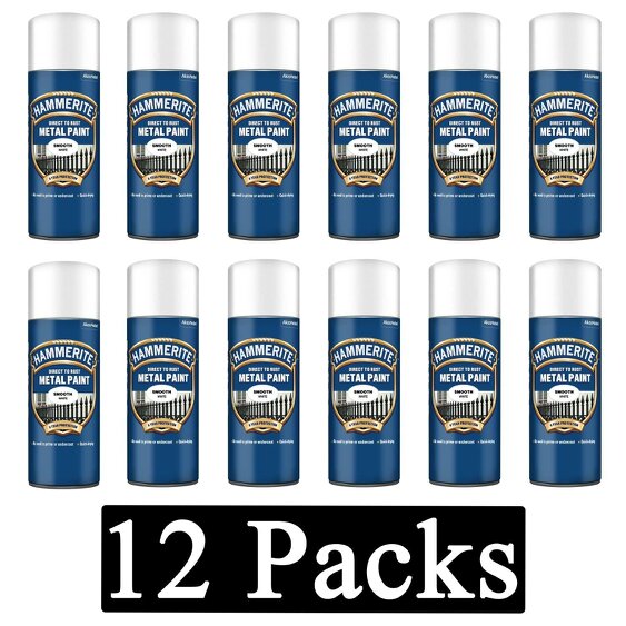 Hammerite 12X Hammerite Smooth White Spray Paint 400ml