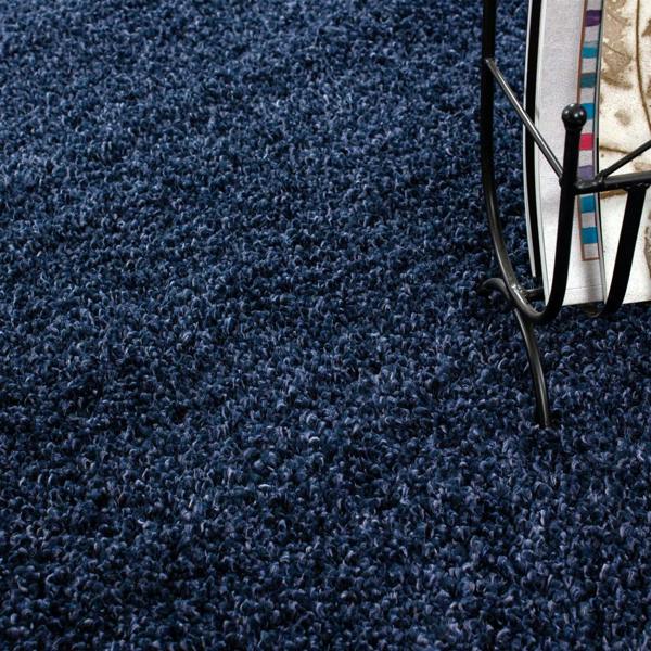 Navy Fluffy Rug Dark Blue Shaggy Plain Bedroom Living Room Carpet Modern High Pile Woven Mats