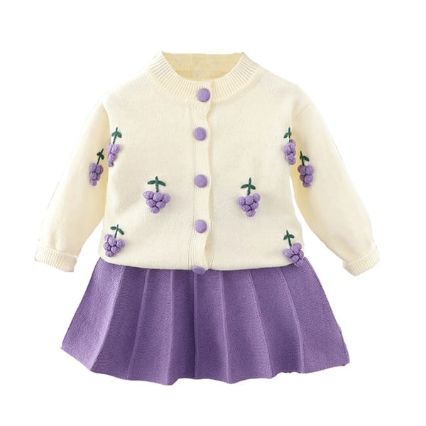 Cinda Girls Cardigan and Skirt Set