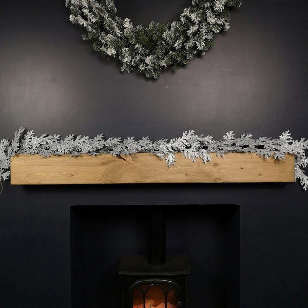 Samuel Alexander 1.8m Silver Glitter Cedar Leaf Garland Christmas Decoration