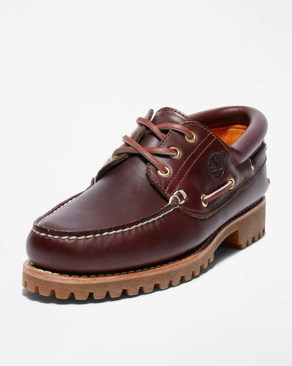 Timberland Mens Authentic Leather Boat Shoes - Dark Red