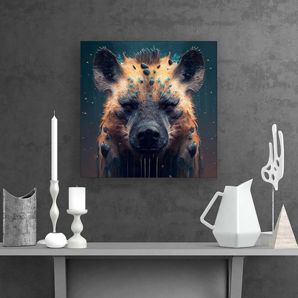 Warren Reed Hyena Face Splashart Dark Background Canvas