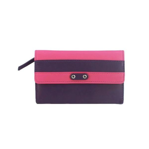 Eastern Counties Leather Womens Madison Striped Leather Purse - Purple/Fuchsia