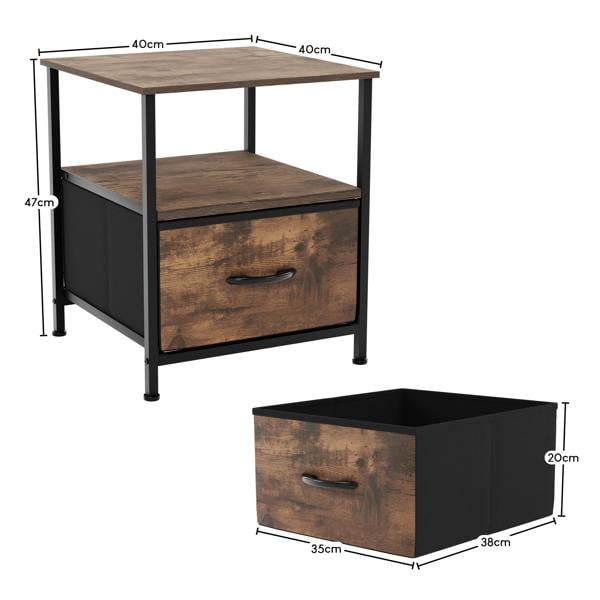Vida Designs Chorley 1 Drawer Fabric Drawer Chest, Beige & Grey Wood