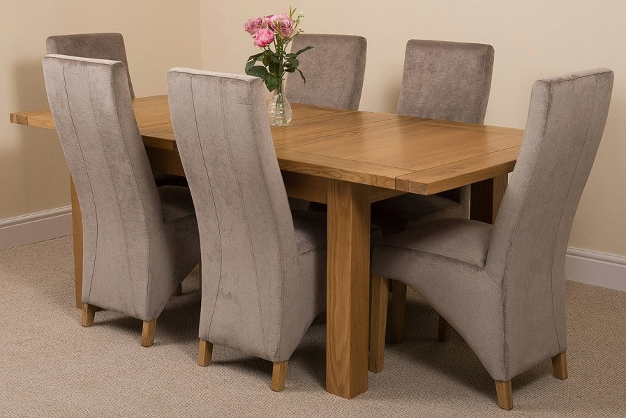 That's Furniture Seattle Oak Extending Dining Table with Lola Fabric Chairs