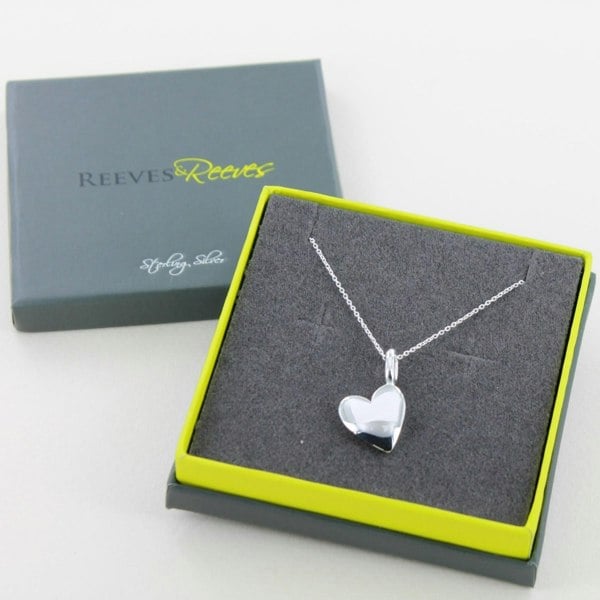 Totally Devoted Sterling Silver, Gold or Rose Heart Necklace - Reeves & Reeves