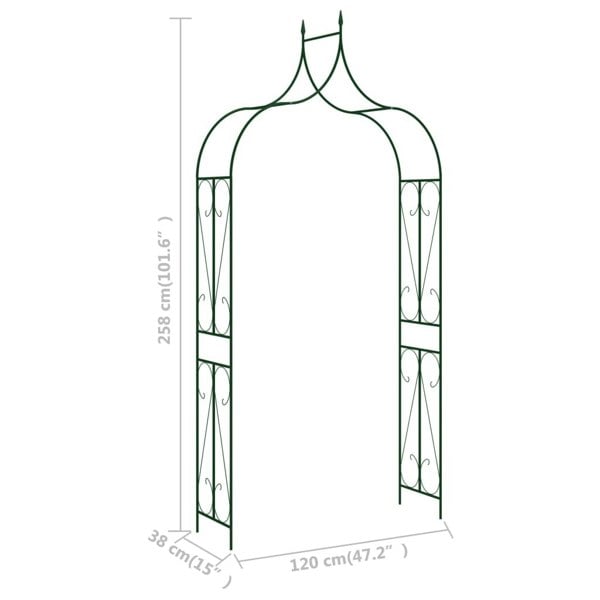 Berkfield Garden Arch Dark Green 120x38x258 cm Iron