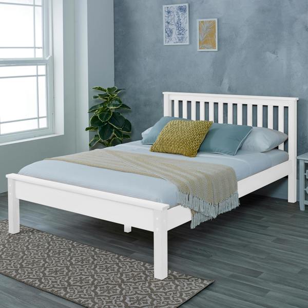 Mission TM Derby White Solid Pine Bed Frame with Slatted Base Single Double King