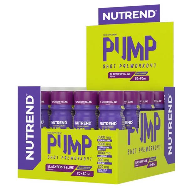 Nutrend Pump Pre-Workout Shot, Blackberry & Lime - 20 x 60 ml.