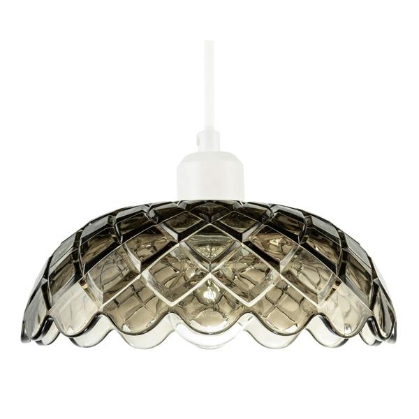 Smoked Grey Pendant Lighting Shade with Scalloped Edge Silhouette Image 1