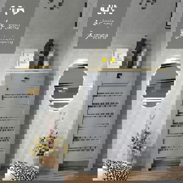 HOMCOM Radiator Cover with Drawer, Horizontal Slat, | Rackhams