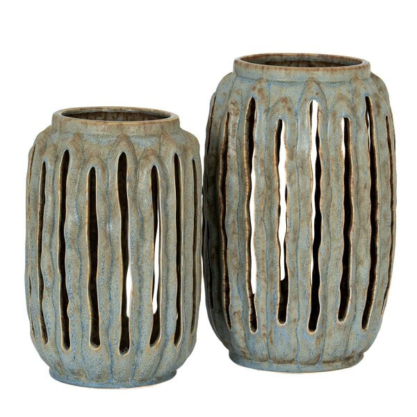 Wyld Haus Textured Ceramic Cut Out Candle Holder Lantern