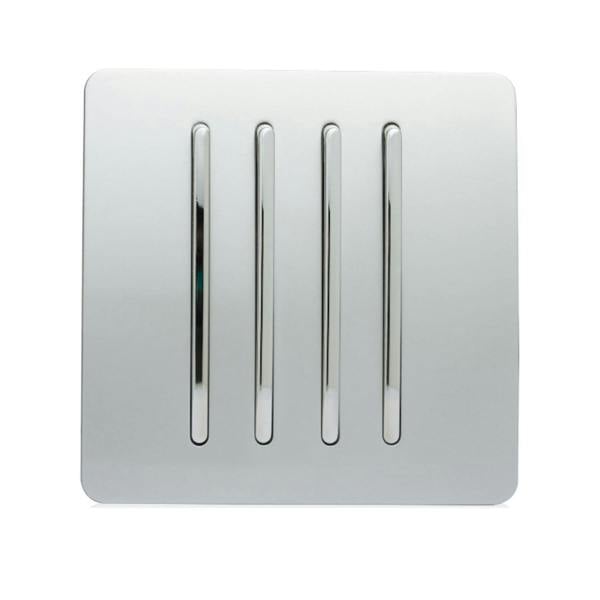 Trendi Switch 4 Gang 1 or 2 way Rocker Light Switch in Platinum Silver
