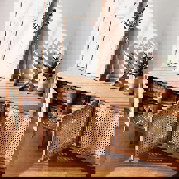 Pavia TV Stand, Rattan & Oak-Weilai Concept-Weilai Concept