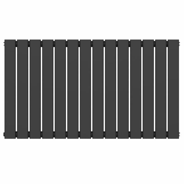 MYHOMEWARE Black 1060 x 600 mm Modern Vertical Flat Panel Designer Radiator Single Panel Radiator Heater