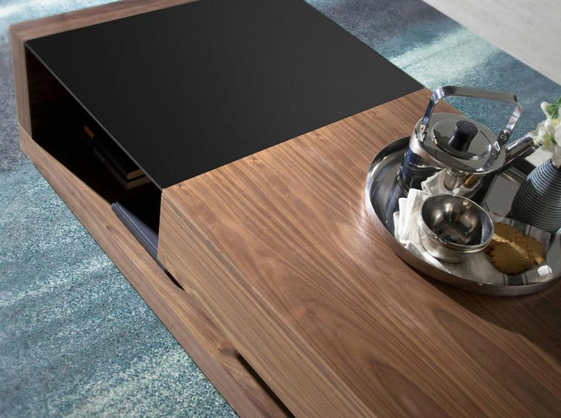 Angel Cerdá Rectangular coffee table Rectangular coffee table Black and walnut glass 2061