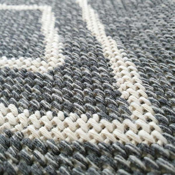 Cotton Grey Rug Diamond Geometric Pattern