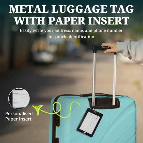 Aluminium Luggage Tags Twin Pack – Durable Travel ID Tags