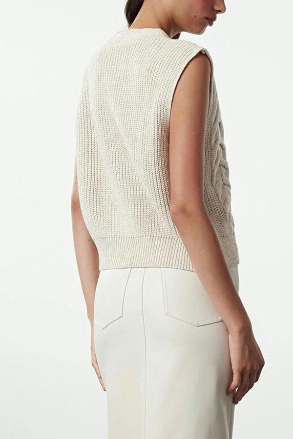 WOVCOR Knit Vest with Button Detail