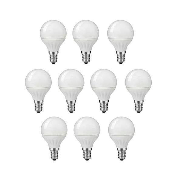 ENER-J Pack of 10 units, LED E14 Small Edison Screw Golf Ball P45 Bulb, 4W (equivalent to 25W), Day White, 20000 hours life, 2 Years Warranty - 3000K