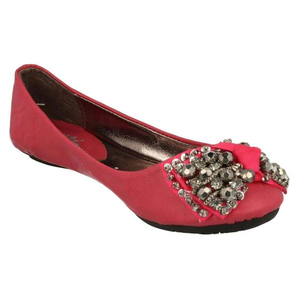 Cutie Girls Cutie Slip On Ballerina Pumps with Jewelled Bow