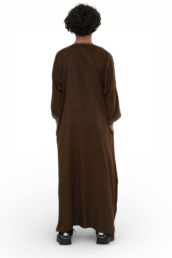 Infinity Leather Kids Boys Ramadan Moroccan Thobe Robe Djellaba Gandoura Eid Jubba- K-HM67